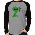 Camiseta Raglan Thank's For Believing In Me Alien Manga Longa - Foca na Moda Camiseta Raglan Thank's For Believing In Me Alien Manga Longa - Foca na Moda