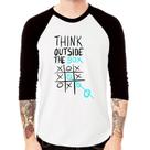 Camiseta Raglan Think Outside The Box Manga 3/4 - Foca na Moda