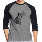 Camiseta Raglan Trompa Notas Musicais Manga 3/4 - Foca na Moda Camiseta Raglan Trompa Notas Musicais Manga 3/4 - Foca na Moda