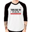 Camiseta Raglan Tudo que vai volta, isso te assusta ou te conforta Manga 3/4 - Foca na Moda Camiseta Raglan Tudo que vai volta, isso te assusta ou te conforta Manga 3/4 - Foca na Moda