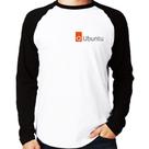 Camiseta Raglan Ubuntu Linux Manga Longa - Foca na Moda