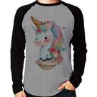 Camiseta Raglan Unicórnio Bebê Manga Longa - Foca na Moda