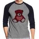 Camiseta Raglan Urso Mosaico Manga 3/4 - Foca na Moda