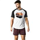 Camiseta Raglan Vintage muscle car sunset