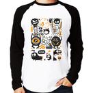 Camiseta Raglan We all have monsters within Manga Longa - Foca na Moda