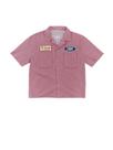 Camiseta recortada GORGLITTER de grandes dimensões listrada com botões rosa
