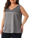Camiseta regata Agnes Orinda Plus Size, seda, cetim, decote em V para mulheres