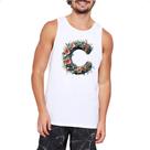 Camiseta Regata Alfabeto Floral Letra C