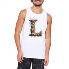 Camiseta Regata Alfabeto Floral Letra L