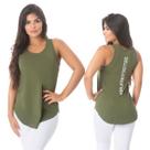Camiseta Regata Blusa Academia Feminina Athletic Verde Militar