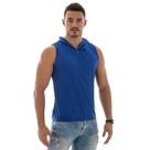 Camiseta Regata Capuz Masculina Azul Treino Academia Fit Esportiva