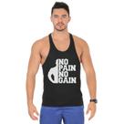 Camiseta Regata Cavada Masculina Academia Treino Estampa No Pain No Gain Musculção