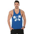 Camiseta Regata Cavada Masculina Academia Treino Estampada Caveira Halteres