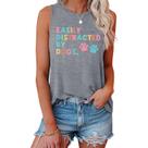 Camiseta regata Cayxatiu Dog Paw Print para mulheres cinza claro 2GG