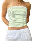 Camiseta regata Cioatin feminina canelada com decote em V listrado