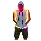 Camiseta regata com capuz LED Light Up Masculina branca LEDPATY Camiseta regata com capuz LED Light Up Masculina branca LEDPATY
