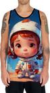 Camiseta Regata Crianças Astronautas Planetas Galáxias 11