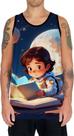Camiseta Regata Crianças Astronautas Planetas Galáxias 4 Camiseta Regata Crianças Astronautas Planetas Galáxias 4