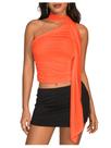Camiseta regata Crop Roseeek com estampa de leopardo, laranja única para mulheres Camiseta regata Crop Roseeek com estampa de leopardo, laranja única para mulheres