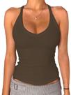 Camiseta regata Danysu Spring 2025 Sexy com sutiã embutido Green Army S
