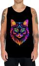Camiseta Regata de Gatinho Colorido Neon Vetor 14 Camiseta Regata de Gatinho Colorido Neon Vetor 14