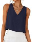 Camiseta regata de linho Kinghua Navy para mulheres tamanho XL