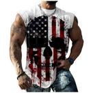 Camiseta regata domirica American Flag Skull Print para homens Camiseta regata domirica American Flag Skull Print para homens