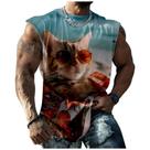 Camiseta regata Domirica Cat com estampa 3D casual de ginástica masculina 2GG