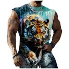 Camiseta regata domirica Tiger com estampa 3D de algodão grande para homens musculosos