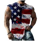 Camiseta regata domirica Workout American Flag Print masculina de algodão