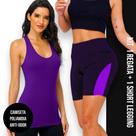 Camiseta Regata Dry Fit MALHA FRIA POLIAMIDA + Short Leg Legging REDINHA Conjunto Fitness 549 Camiseta Regata Dry Fit MALHA FRIA POLIAMIDA + Short Leg Legging REDINHA Conjunto Fitness 549