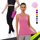 Camiseta REGATA DRY FIT Tecido Furadinho + CALÇA leg LEGGING BOLSOS Conjunto Fitness Feminino 632