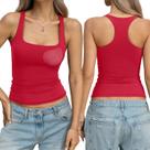 Camiseta regata EasyGala acolchoada com forro duplo e gola quadrada vermelha feminina
