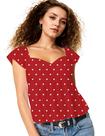 Camiseta regata feminina Ardrem Babydoll Peplum com gola em forma de coração preta