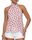 Camiseta regata feminina BAIGRAM de malha de bolinhas, frente única, rosa Camiseta regata feminina BAIGRAM de malha de bolinhas, frente única, rosa