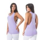 Camiseta Regata Feminina Cavada Academia Power Emotion Lilas