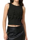 Camiseta regata feminina Cazaddi, malha floral 3D, safra de verão, preta, XL Camiseta regata feminina Cazaddi, malha floral 3D, safra de verão, preta, XL