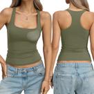 Camiseta regata feminina EasyGala acolchoada com forro duplo e gola quadrada