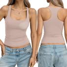 Camiseta regata feminina EasyGala acolchoada com forro duplo e gola quadrada