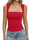 Camiseta regata feminina EasyGala, forrada dupla, gola quadrada, vermelha L