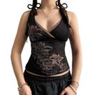 Camiseta regata feminina fofa com estampa floral Y2K Emo Grunge