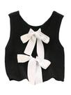 Camiseta regata feminina GORGLITTER, laço, sem encosto, sem mangas, preta