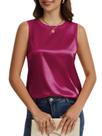 Camiseta regata feminina KateModa, seda, cetim, gola redonda, vermelha, GG