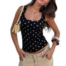 Camiseta regata feminina KMBANGI de bolinhas Y2K com gola quadrada sem mangas