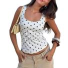 Camiseta regata feminina KMBANGI de bolinhas Y2K com gola quadrada sem mangas