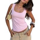 Camiseta regata feminina KMBANGI Y2K com gola quadrada sem mangas