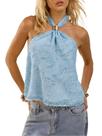 Camiseta regata feminina MakeMeChic, aberta nas costas, azul