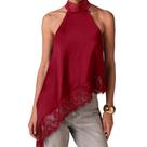 Camiseta regata feminina Naileksi Y2K com acabamento em renda, cetim, Halter Wine S