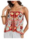 Camiseta regata feminina RoseSeek floral tropical boho vermelha XXL Camiseta regata feminina RoseSeek floral tropical boho vermelha XXL