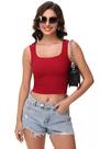 Camiseta regata feminina scewhou de duas camadas com gola quadrada alargada